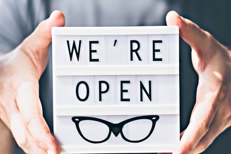 "We're open" light board