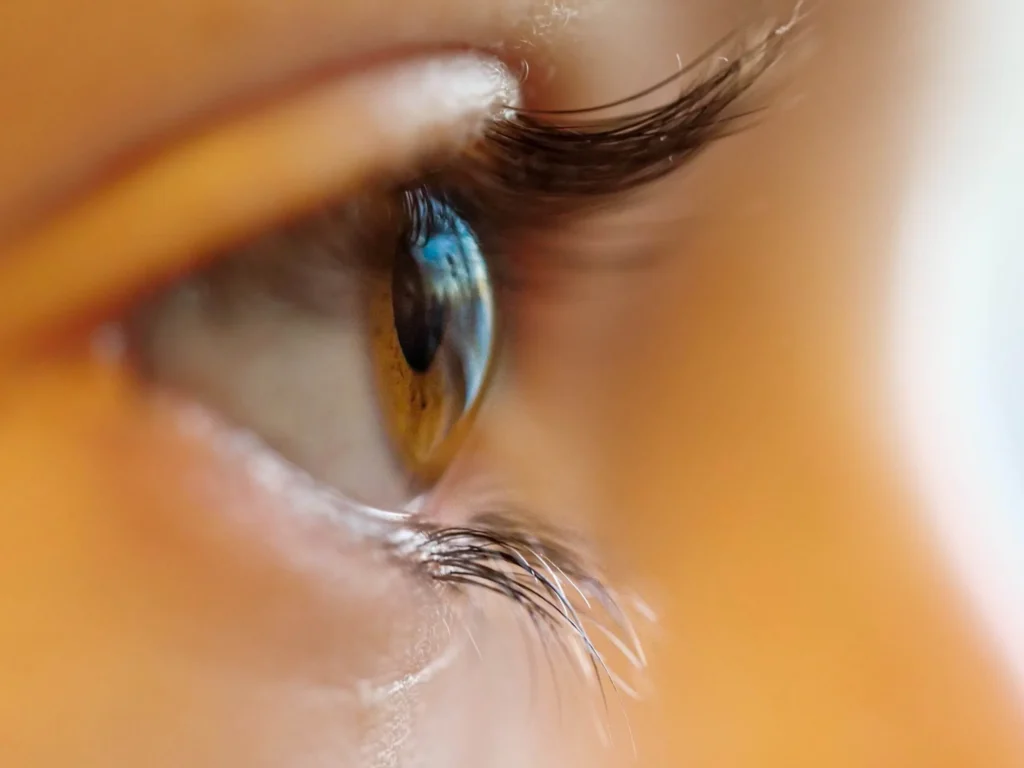 child wearing contact lens