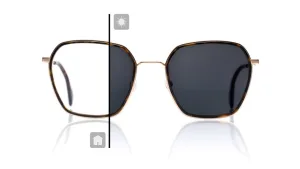 sunglass lenses showing tint comparison inside and outside